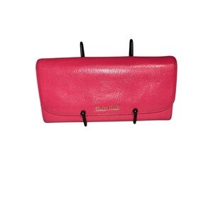 Miu Miu Madras Pink Pebbled Leather Bifold Long Wallet Clutch Fair